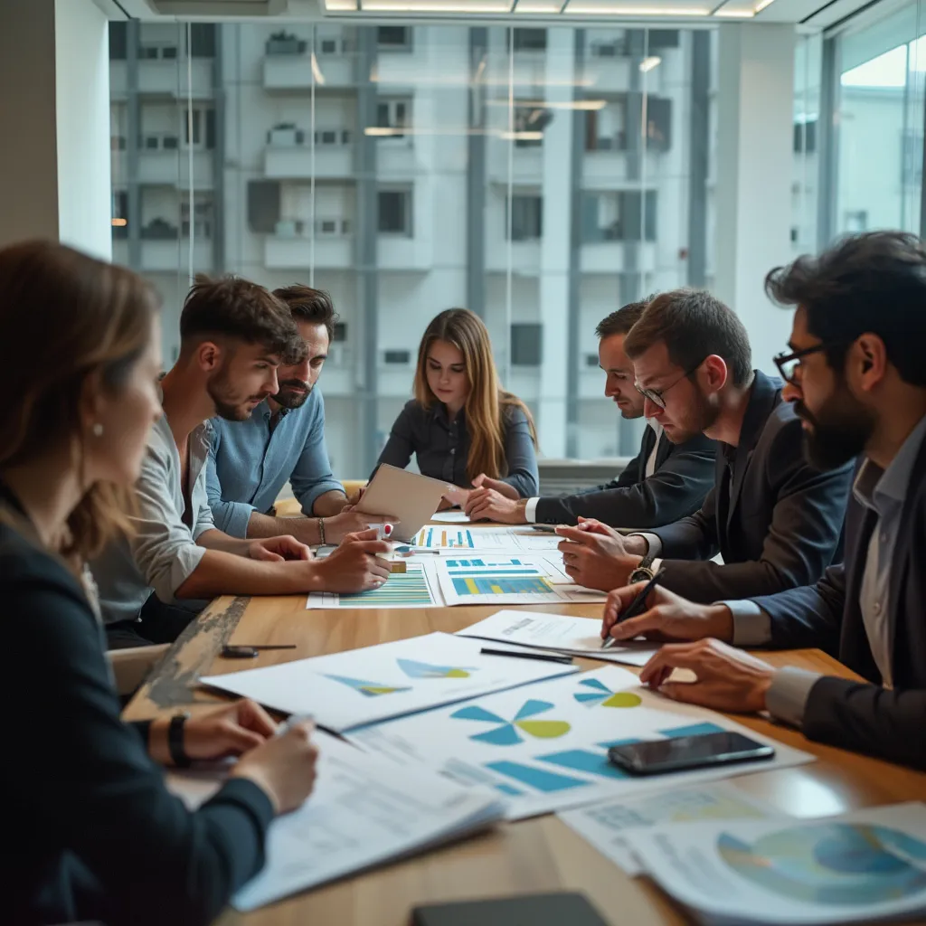 Consultores financieros discutiendo estrategias
